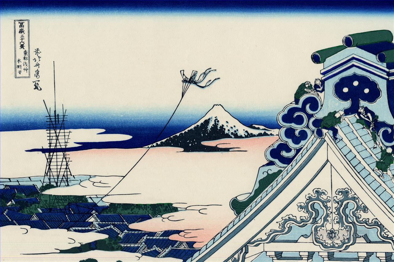 asakusa honganji temple in th eastern capital Katsushika Hokusai Japanese Oil Paintings